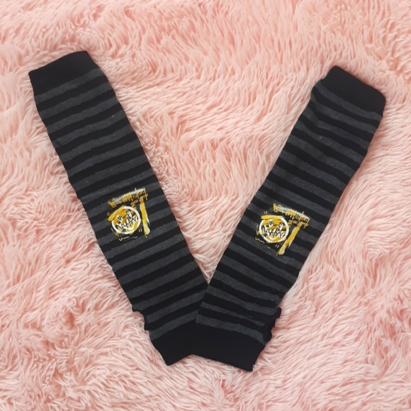 Dolls Kill Accessories - Cute striped emo arm warmers with skeleton $$ eye face guy SO CUTE XD